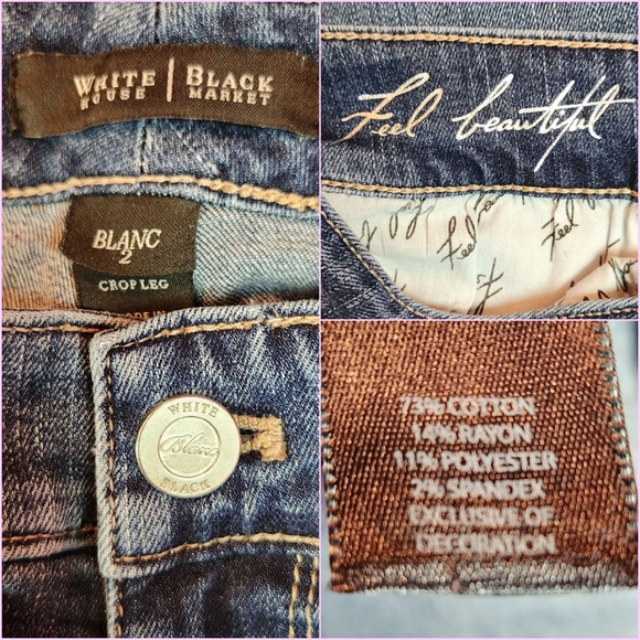 WHBM Blanc Essential Crop Denim Jeans - Picture 3 of 7